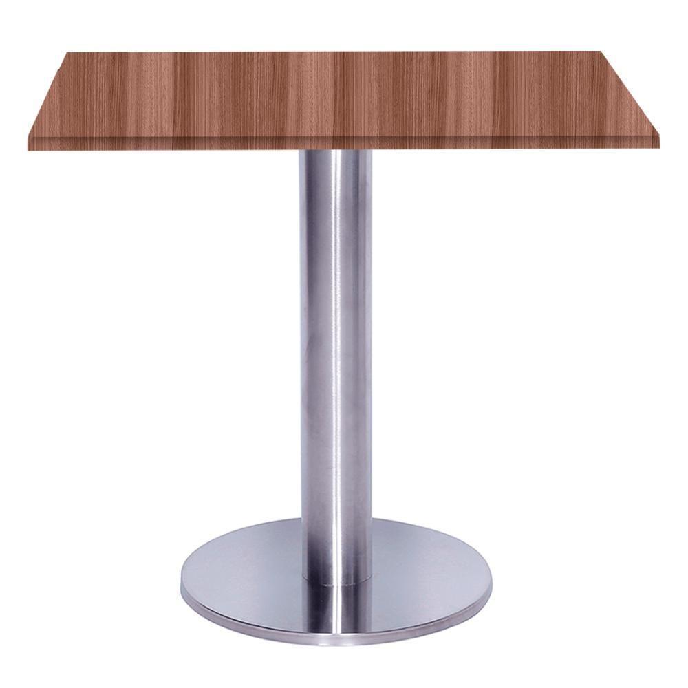 Mesa Beta Big Inox 75 Cm (alt) Disco Redondo Tampo Mdp Quadrado 80 Cm (larg) X 2,50 Cm (alt) Walnut - 1
