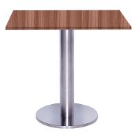 Mesa Beta Big Inox 75 Cm (alt) Disco Redondo Tampo Mdp Quadrado 80 Cm (larg) X 2,50 Cm (alt) Walnut - 1