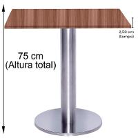 Mesa Beta Big Inox 75 Cm (alt) Disco Redondo Tampo Mdp Quadrado 80 Cm (larg) X 2,50 Cm (alt) Walnut - 5