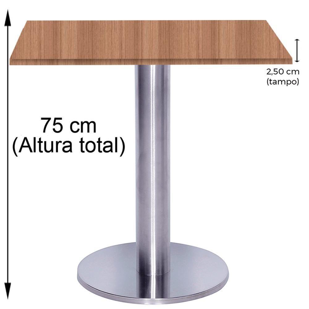 Mesa Beta Big Inox 75 Cm (alt) Disco Redondo Tampo Mdp Quadrado 80 Cm (larg) X 2,50 Cm (alt) Noce Naturalle - 5