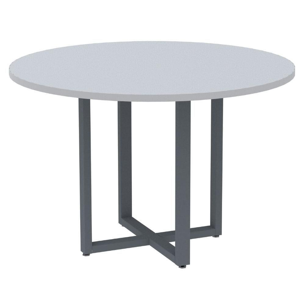 Mesa De Reunião Redonda P25 Pandin 110 Cm (largura) Tampo Mdp Cinza Pé Aço Tubular Grafito - 1