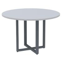 Mesa De Reunião Redonda P25 Pandin 110 Cm (largura) Tampo Mdp Cinza Pé Aço Tubular Grafito - 1