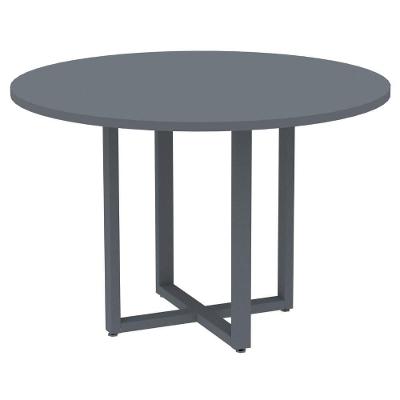 Mesa De Reunião Redonda P25 Pandin 110 Cm (largura) Tampo Mdp Grafito Pé Aço Tubular Grafito