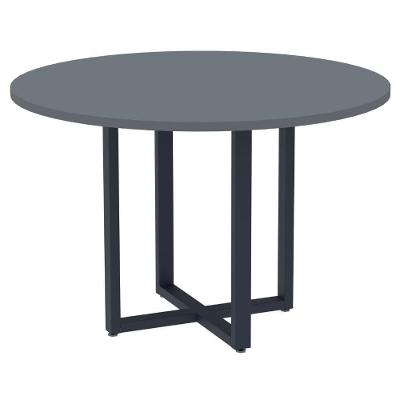 Mesa De Reunião Redonda P25 Pandin 110 Cm (largura) Tampo Mdp Grafito Pé Aço Tubular Azul Del Rey
