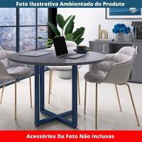 Mesa De Reunião Redonda P25 Pandin 110 Cm (largura) Tampo Mdp Grafito Pé Aço Tubular Azul Del Rey - 2