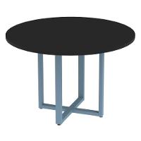 Mesa De Reunião Redonda P25 Pandin 110 Cm (largura) Tampo Mdp Preto Pé Aço Tubular Azul Dali - 1