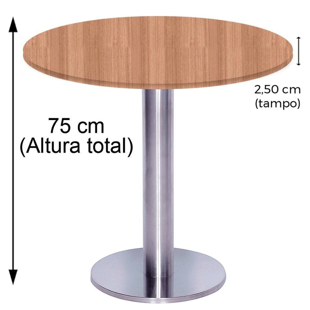 Mesa Beta Big Inox 75 Cm (alt) Disco Redondo Tampo Mdp Redondo 80 Cm (larg) X 2,50 Cm (alt) Noce Naturalle - 5