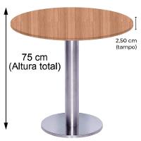 Mesa Beta Big Inox 75 Cm (alt) Disco Redondo Tampo Mdp Redondo 80 Cm (larg) X 2,50 Cm (alt) Noce Naturalle - 5