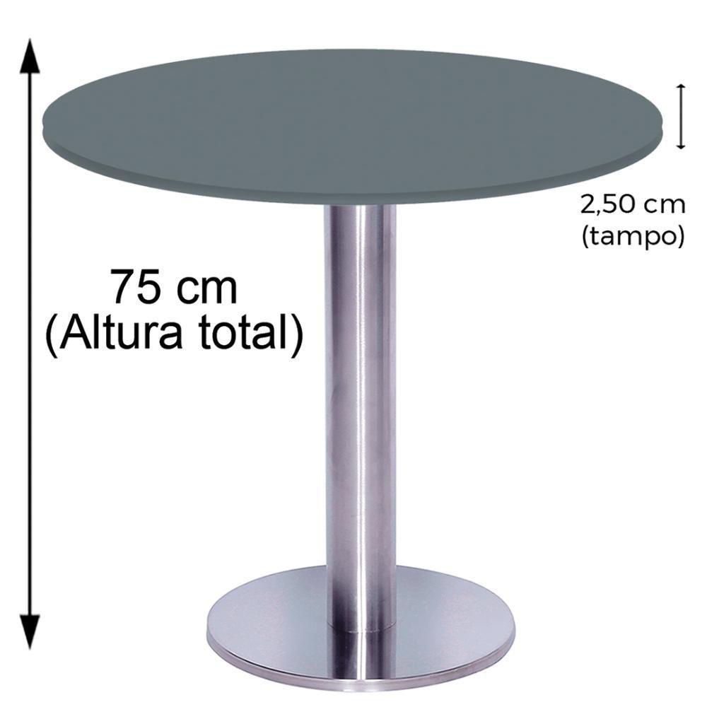 Mesa Beta Big Inox 75 Cm (alt) Disco Redondo Tampo Mdp Redondo 80 Cm (larg) X 2,50 Cm (alt) Grafito - 5