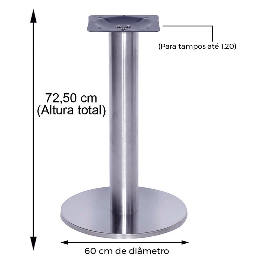 Mesa Beta Big Inox 75 Cm (alt) Disco Redondo Tampo Mdp Quadrado 60 Cm (larg) X 2,50 Cm (alt) Grafito - 3