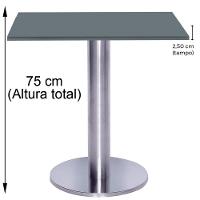 Mesa Beta Big Inox 75 Cm (alt) Disco Redondo Tampo Mdp Quadrado 60 Cm (larg) X 2,50 Cm (alt) Grafito - 5