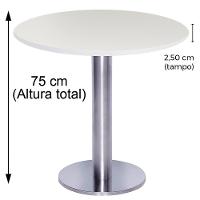 Mesa Beta Big Inox 75 Cm (alt) Disco Redondo Tampo Mdp Redondo 60 Cm (larg) X 2,50 Cm (alt) Branco