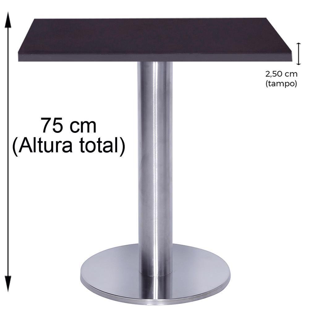 Mesa Beta Big Inox 75 Cm (alt) Disco Redondo Tampo Mdp Quadrado 60 Cm (larg) X 2,50 Cm (alt) Preto - 4