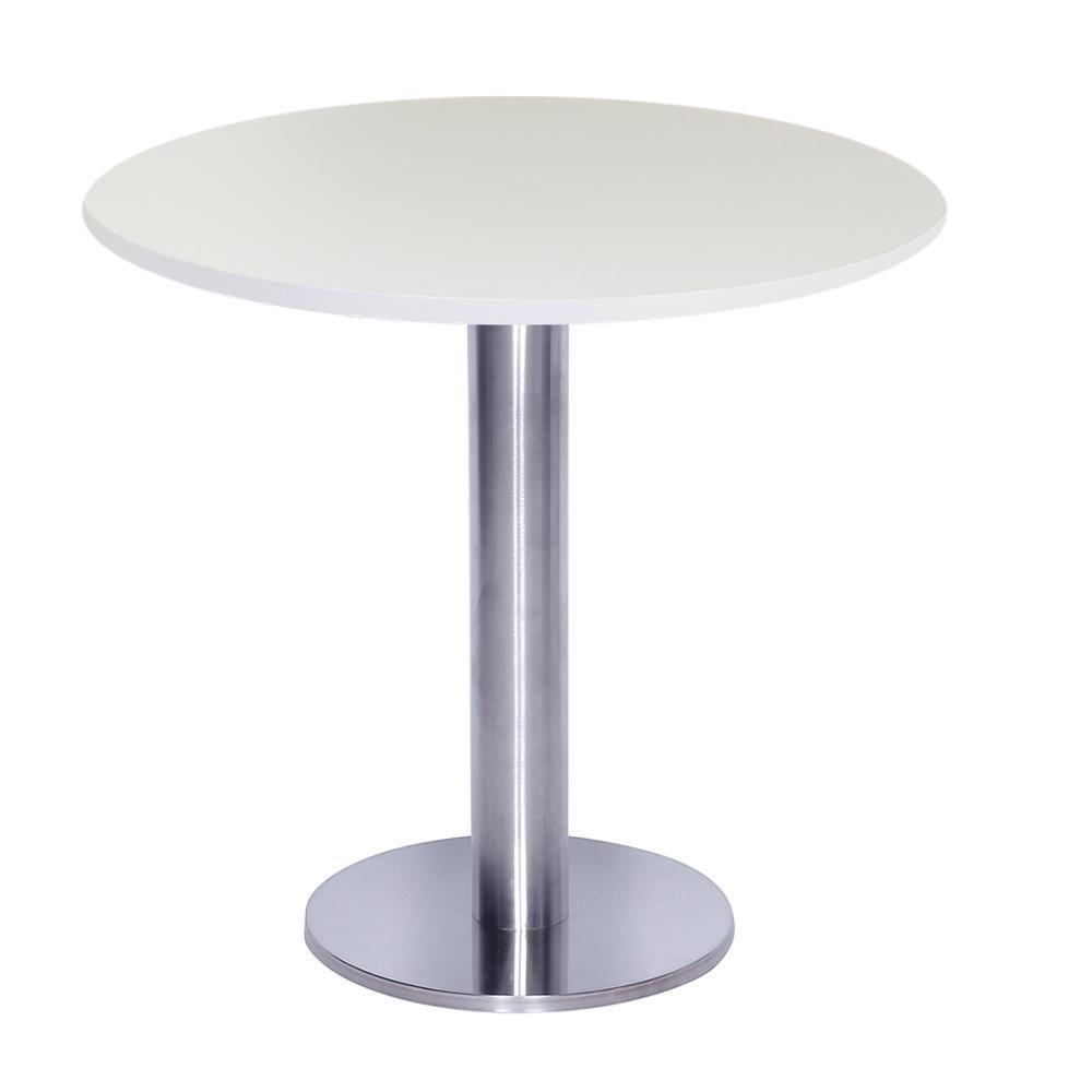 Mesa Beta Big Inox 75 Cm (alt) Disco Redondo Tampo Mdp Redondo 80 Cm (larg) X 2,50 Cm (alt) Branco - 1