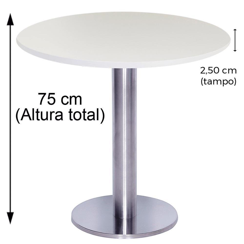 Mesa Beta Big Inox 75 Cm (alt) Disco Redondo Tampo Mdp Redondo 80 Cm (larg) X 2,50 Cm (alt) Branco - 5