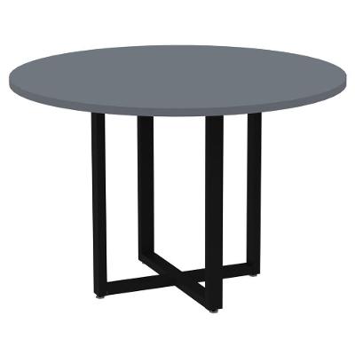 Mesa De Reunião Redonda P25 Pandin 110 Cm (largura) Tampo Mdp Grafito Pé Aço Tubular Preto