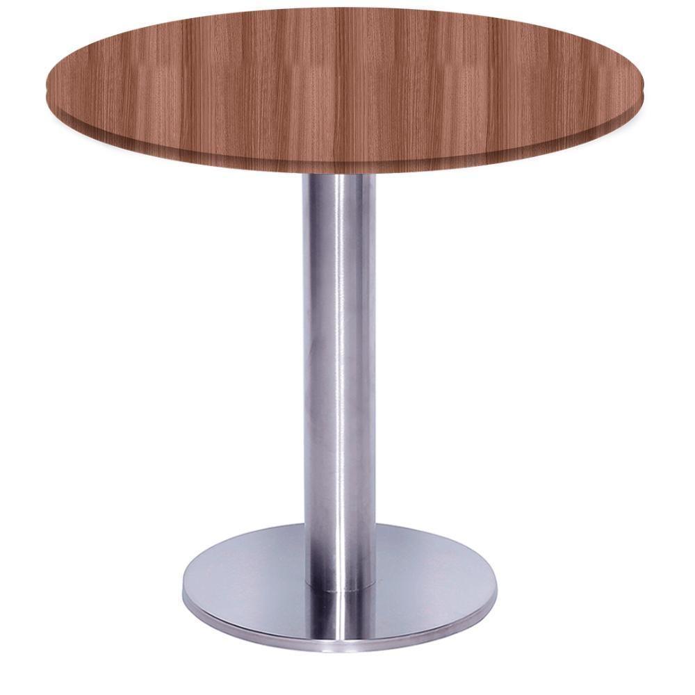 Mesa Beta Big Inox 75 Cm (alt) Disco Redondo Tampo Mdp Redondo 80 Cm (larg) X 2,50 Cm (alt) Walnut - 1