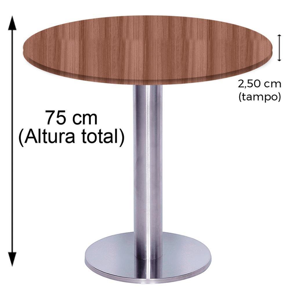 Mesa Beta Big Inox 75 Cm (alt) Disco Redondo Tampo Mdp Redondo 80 Cm (larg) X 2,50 Cm (alt) Walnut - 5