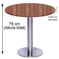 Mesa Beta Big Inox 75 Cm (alt) Disco Redondo Tampo Mdp Redondo 80 Cm (larg) X 2,50 Cm (alt) Walnut - 5