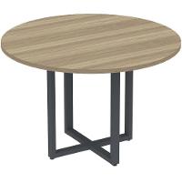 Mesa De Reunião Redonda P25 Pandin 110 Cm (largura) Tampo Mdp Noce Naturalle Pé Aço Tubular Cinza - 1