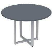 Mesa De Reunião Redonda P25 Pandin 110 Cm (largura) Tampo Mdp Grafito Pé Aço Tubular Cinza - 1