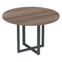 Mesa De Reunião Redonda P25 Pandin 110 Cm (largura) Tampo Mdp Walnut Pé Aço Tubular Grafito - 1