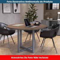 Mesa De Reunião Redonda P25 Pandin 110 Cm (largura) Tampo Mdp Walnut Pé Aço Tubular Grafito - 2