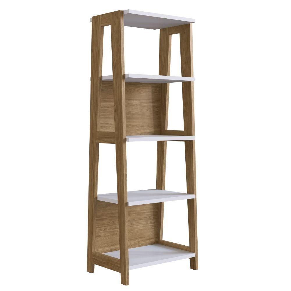 Estante Escada 5 Prateleiras Trend Artesano 65 Cm Largura Em Mdp Hanover E Off White - 1