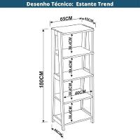 Estante Escada 5 Prateleiras Trend Artesano 65 Cm Largura Em Mdp Hanover E Off White - 5