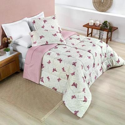 Edredom Queen Estampado Micropercal 200 Fios 03 Peças Avere Borboletas Borboletas