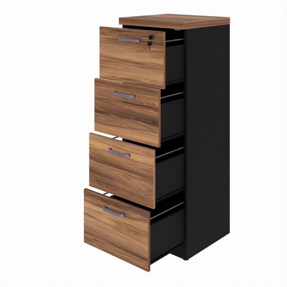Armário Arquivo Office Com 4 Gavetas Pasta Web Office Nogal-preto - 2