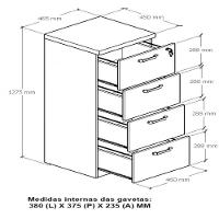 Armário Arquivo Office Com 4 Gavetas Pasta Web Office Nogal-preto - 9