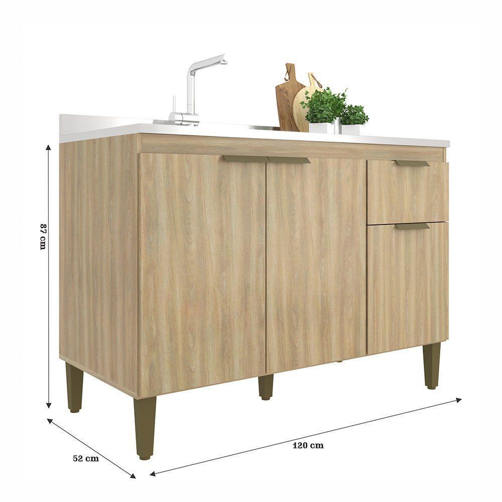 Balcão De Pia Iara-julia 120cm J Carvalho Dourado - 3