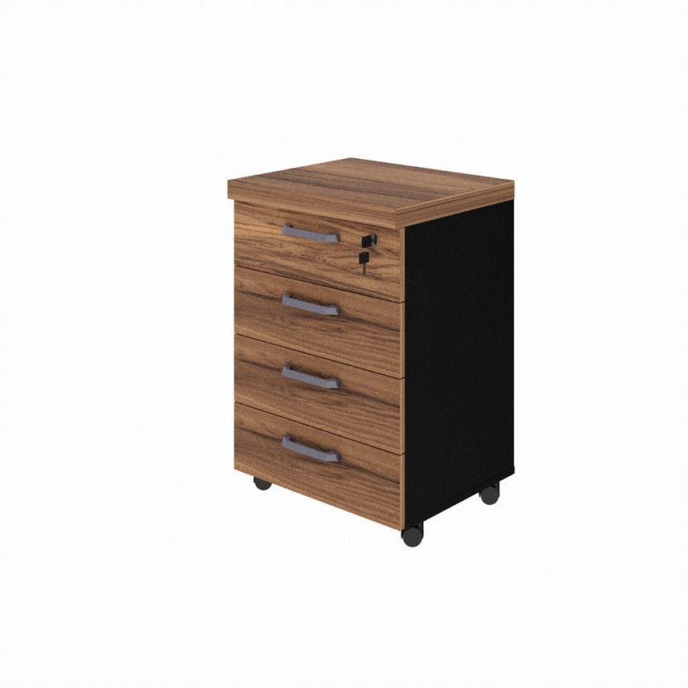 Gaveteiro Móvel Office Com 4 Gavetas Web Office Nogal-preto - 2