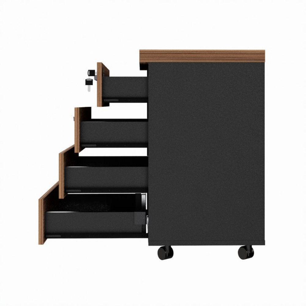 Gaveteiro Móvel Office Com 4 Gavetas Web Office Nogal-preto - 4