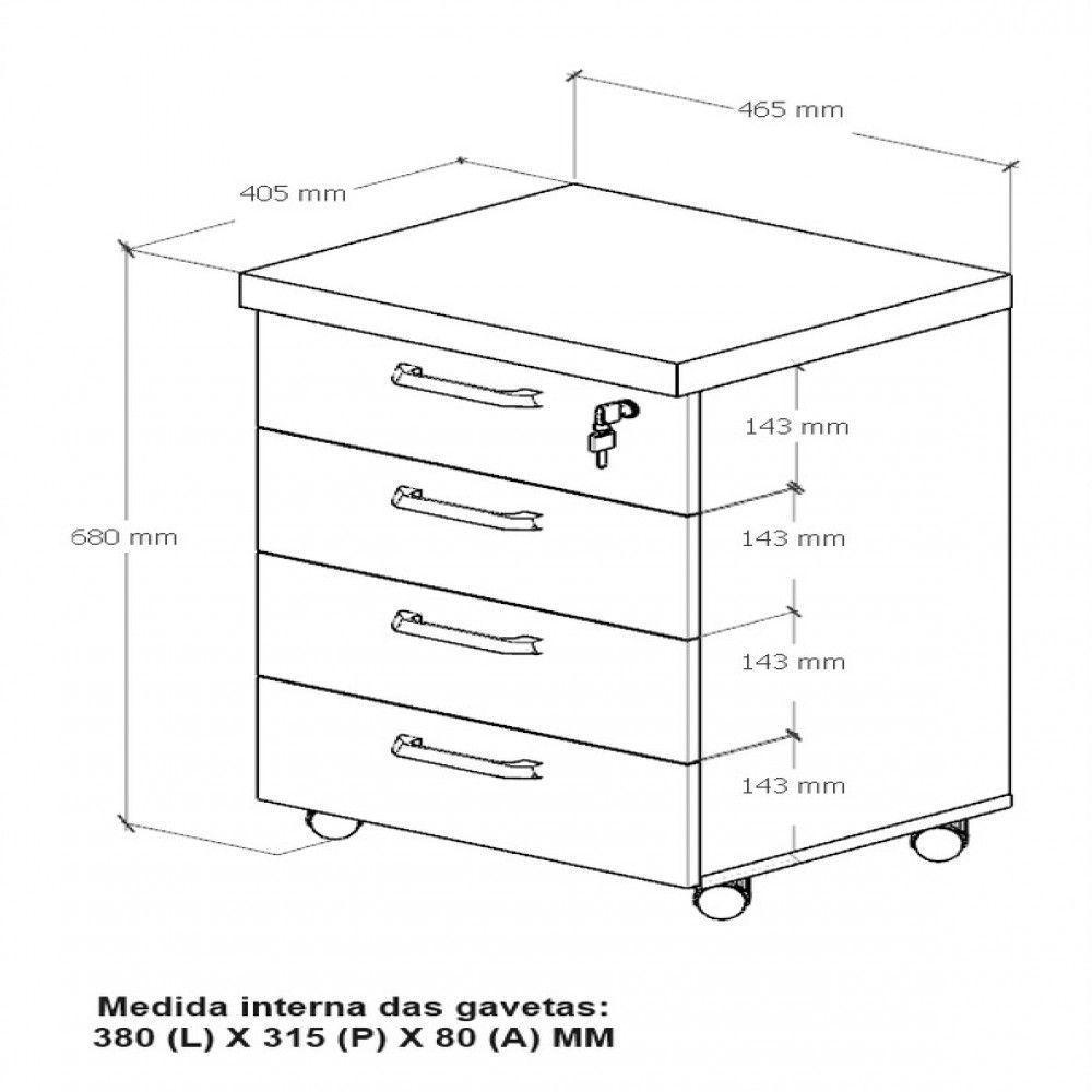 Gaveteiro Móvel Office Com 4 Gavetas Web Office Nogal-preto - 6