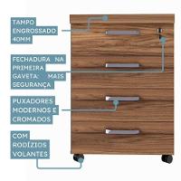 Gaveteiro Móvel Office Com 4 Gavetas Web Office Nogal-preto - 7