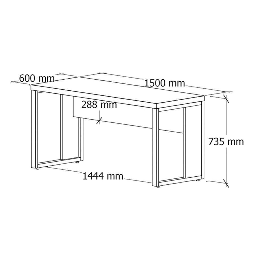 Mesa Escrivaninha Retangular Office 150cm Pé Quadro Nogal-preto - 4