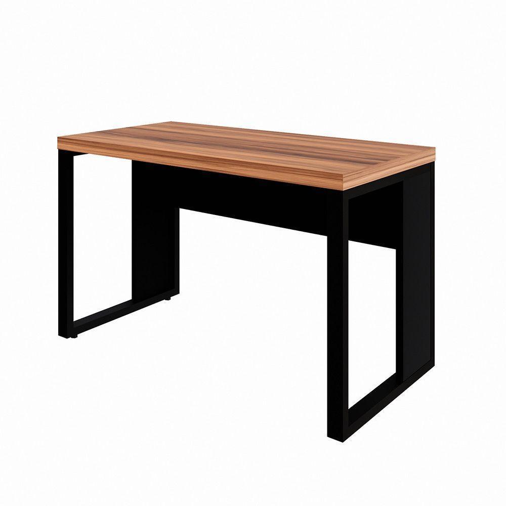 Mesa Escrivaninha Retangular Office 150cm Pé Quadro Nogal-preto - 7