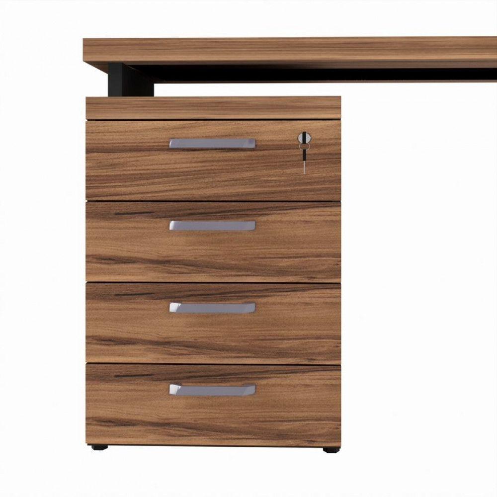 Gaveteiro Lateral Office Com Extensão 4 Gavetas Web Office Nogal-preto - 1
