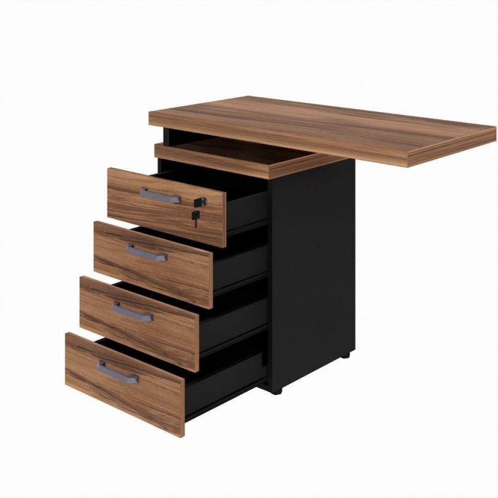 Gaveteiro Lateral Office Com Extensão 4 Gavetas Web Office Nogal-preto - 3