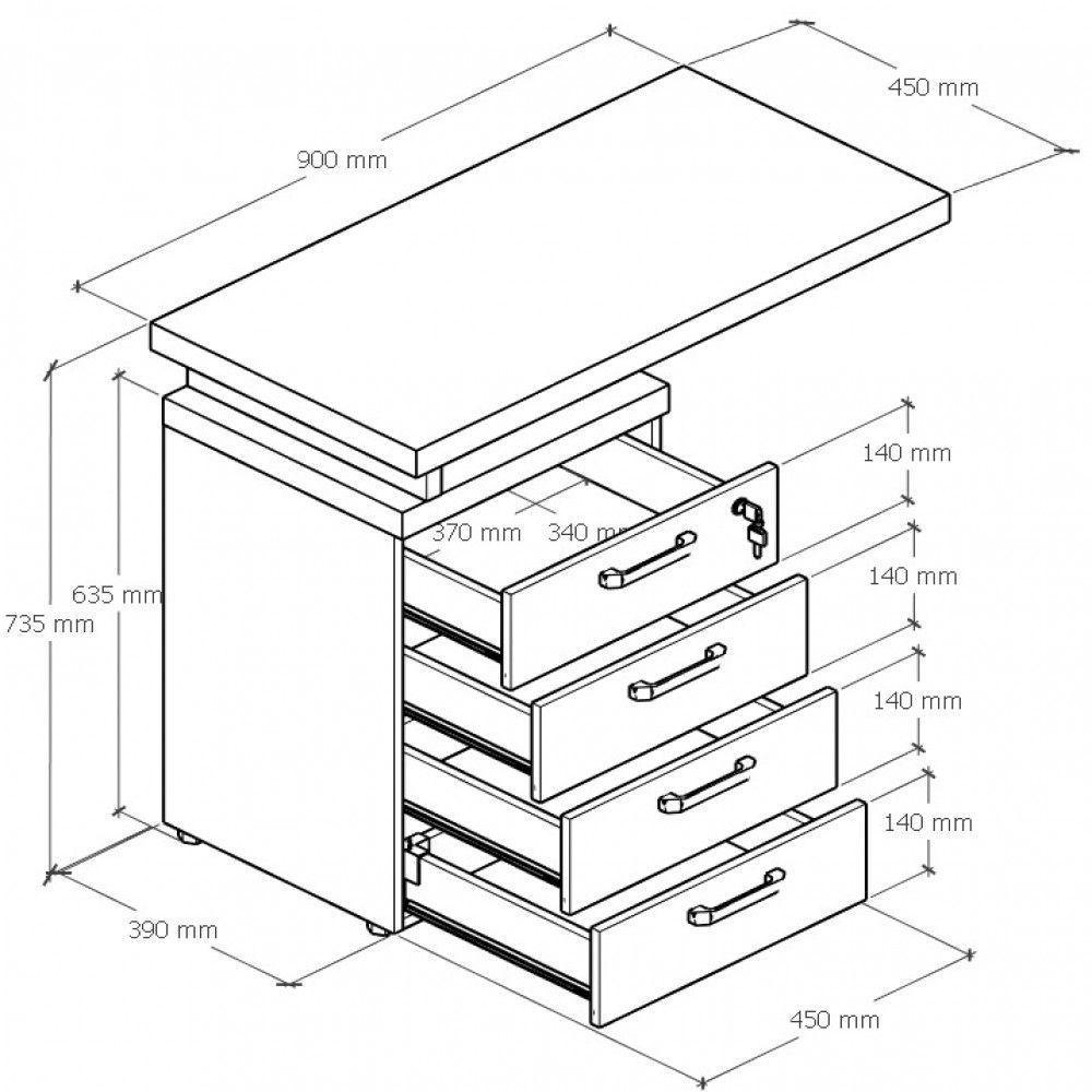Gaveteiro Lateral Office Com Extensão 4 Gavetas Web Office Nogal-preto - 9