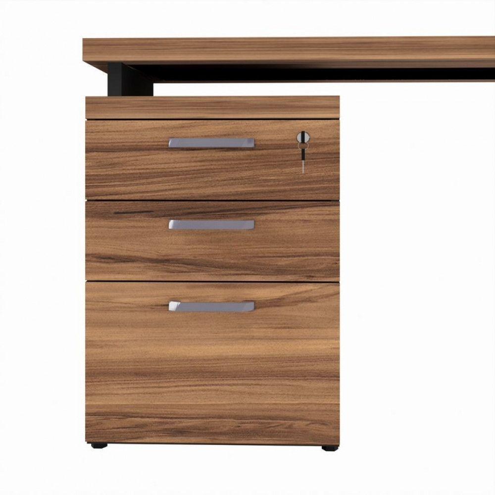 Gaveteiro Lateral Office Com Extensão 2 Gavetas E 1 Pasta Nogal-preto - 1