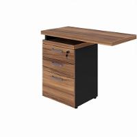 Gaveteiro Lateral Office Com Extensão 2 Gavetas E 1 Pasta Nogal-preto - 2