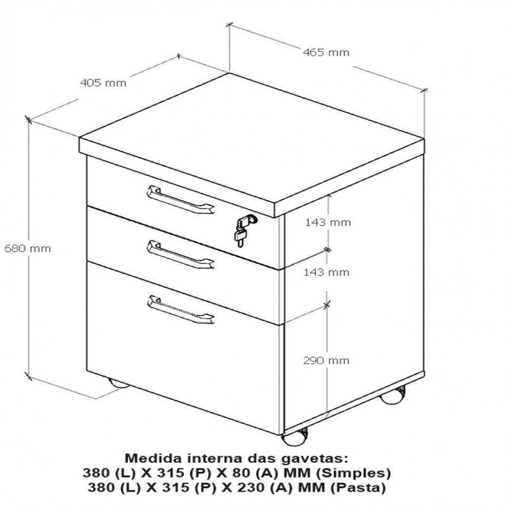 Gaveteiro Móvel Office Com 2 Gavetas E 1 Pasta Web Office Nogal-preto - 3
