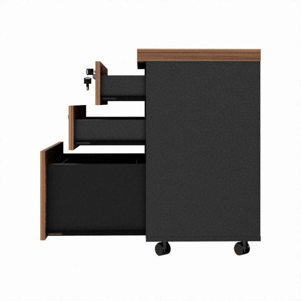 Gaveteiro Móvel Office Com 2 Gavetas E 1 Pasta Web Office Nogal-preto - 7