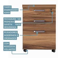 Gaveteiro Móvel Office Com 2 Gavetas E 1 Pasta Web Office Nogal-preto - 5