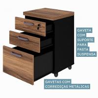 Gaveteiro Móvel Office Com 2 Gavetas E 1 Pasta Web Office Nogal-preto - 6