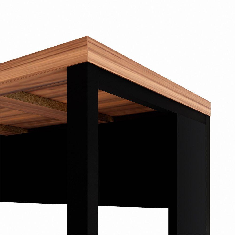 Mesa Escrivaninha Retangular Office 170cm Pé Quadro Nogal-preto - 4