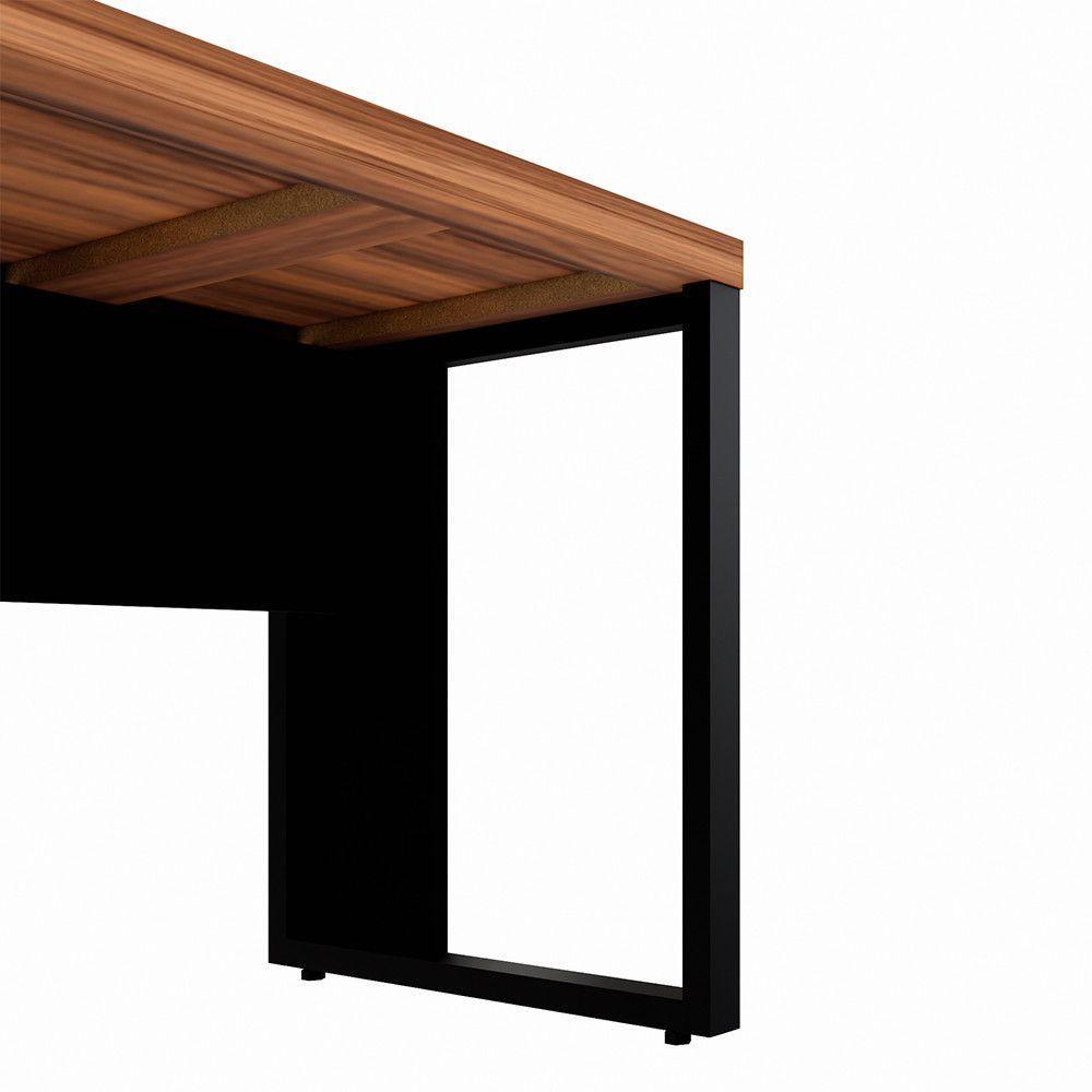 Mesa Escrivaninha Retangular Office 170cm Pé Quadro Nogal-preto - 5